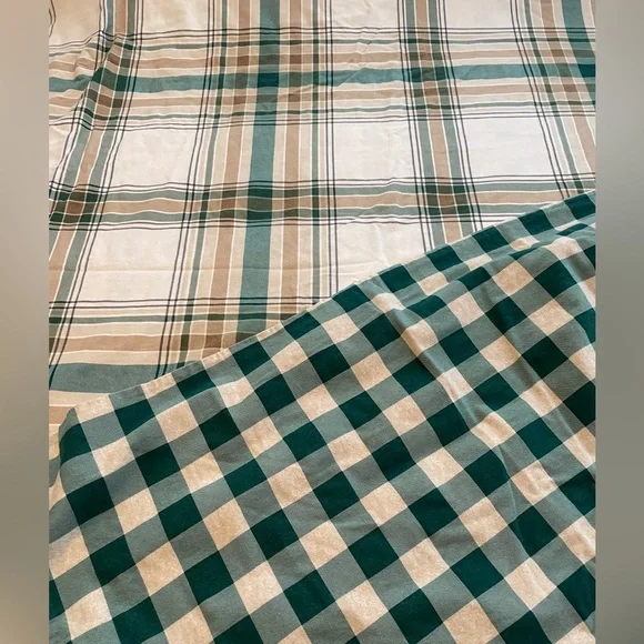 MarthaStewartCollection green/white/tan plaid full/queenduvet cover reversible - Picture 3 of 5